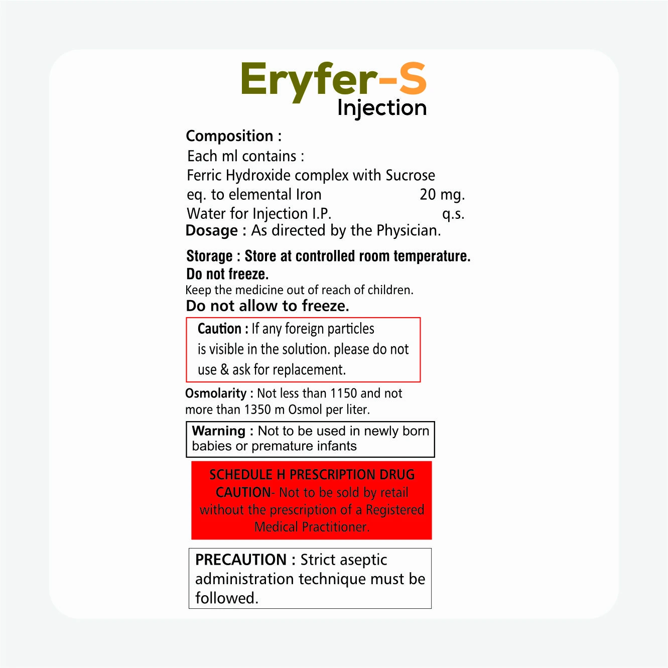 Eryfer-S Injection Visual